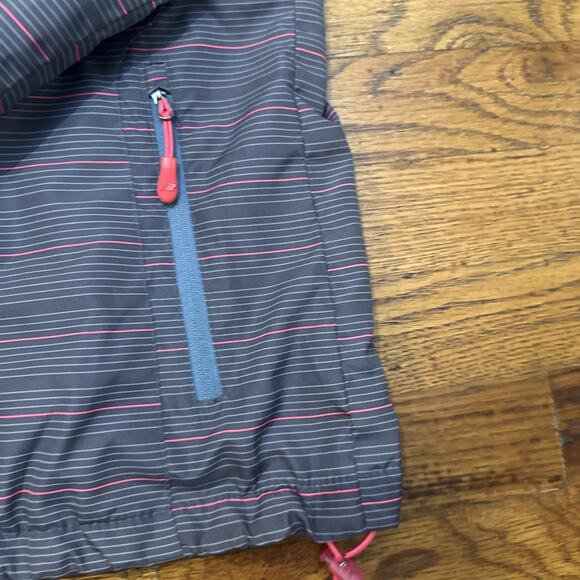 New Balance Women’s Windbreaker Jacket L Performance Striped Grey Red Jogging L - Picture 6 of 13
